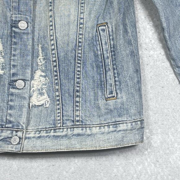 Rails Knox Distressed Denim Jacket Women’s Small Custom Embroidery Factory DYLAN - Picture 8 of 16